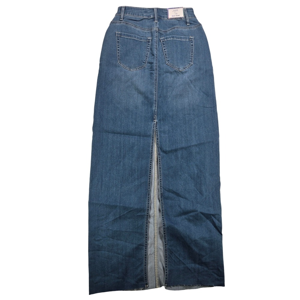 Tinseltown High Rise Denim Maxi Skirt Light Wash Button Fly Size 1/25 NEW - Picture 8 of 8